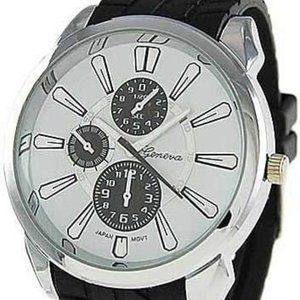 Geneva Platinum 2631 Men's Decorative Chronograph-Blk/Wht